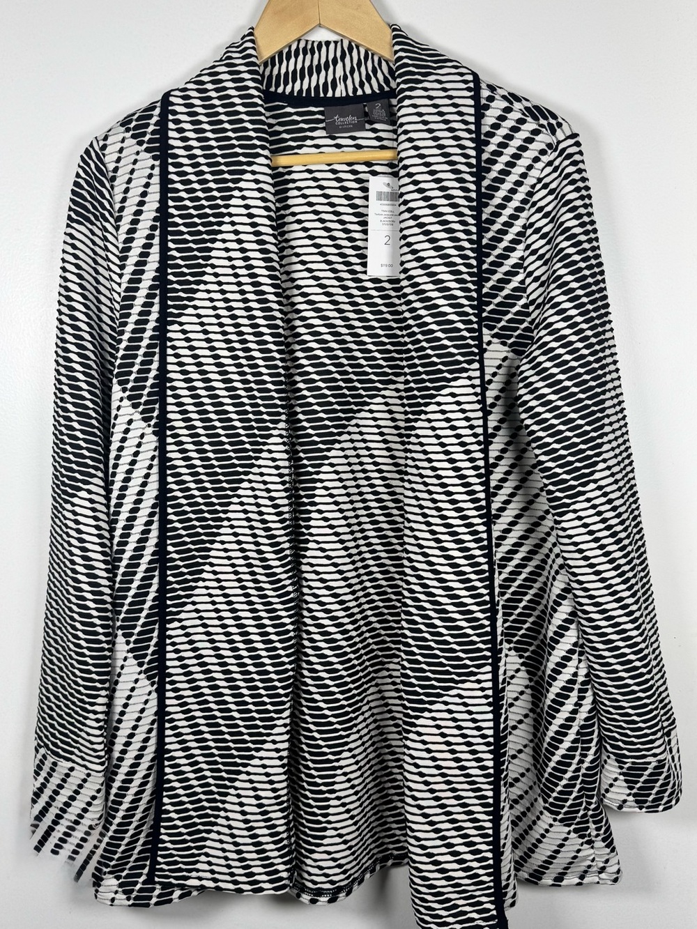 Chico's Travelers Textured Jacquard Open Front Jacket Womens 2 Or 12 Large NEW